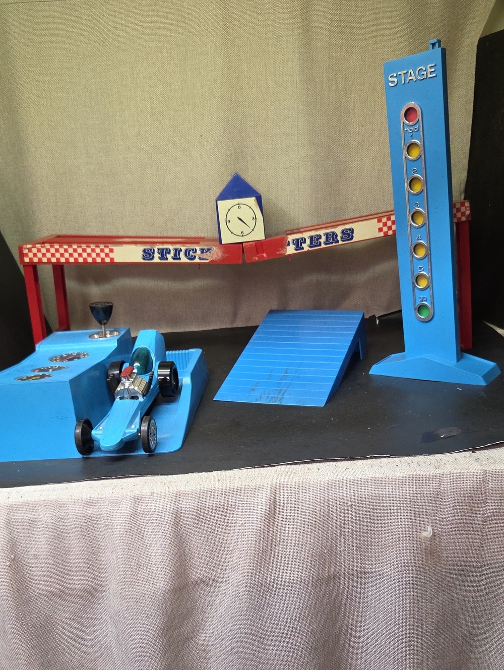 1972‎ Hasbro Stick Shifters "Blue Slick" Drag Racer playset